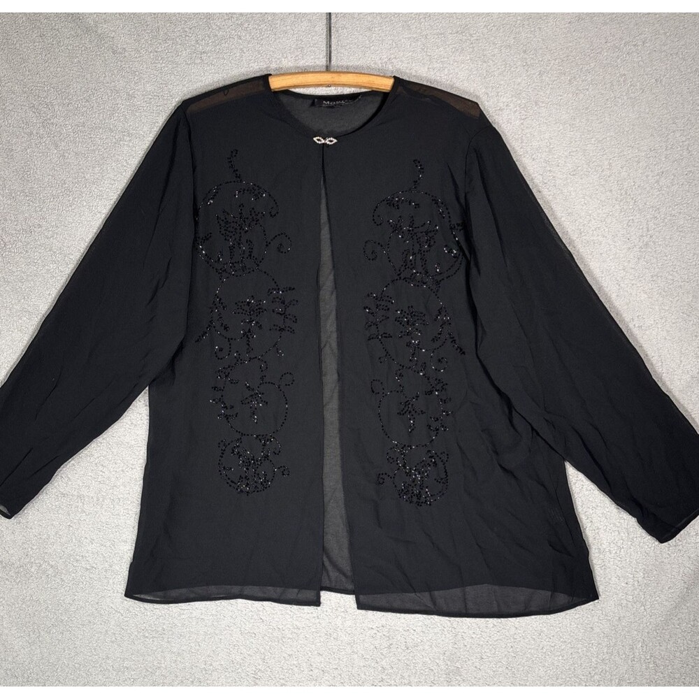 Montee Collection Women’s‎ Size 18w Beaded Open Cardigan Sheer Whimsigoth Witchy